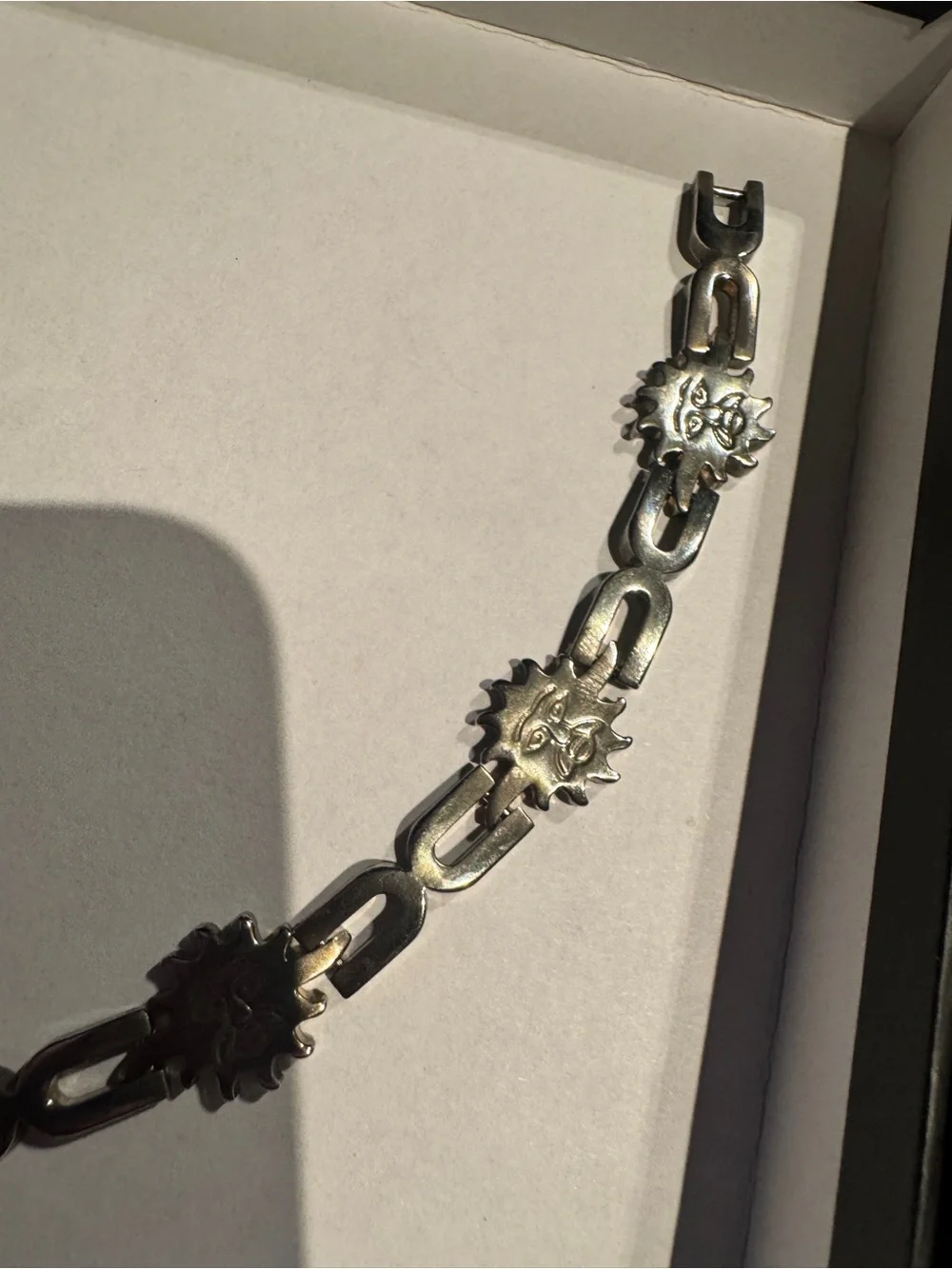 Vintage 925 Sterling Silver Sun Motif Linked Bracelet - - Picture 8 of 14